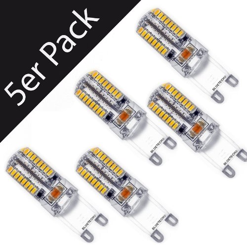 5er Pack!! BLUETECH® G9 LED mit 64 SMD 3.0 Watt ca 250 Lumen High-Power Warmweiß Leuchtmittel GU9 Lampensockel Spot Halogenersatz Lampe [Warm-Weiß - SMD LED Leuchtmittel - 360° Abstrahlwinkel Silikonüberzogen- Stoßfest / Heavy Duty-. von BLUETECH