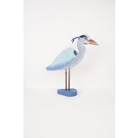 Blaureiher Ornament, Handbemalter Reiher Vogel Statue, Geschenk Für Vogelliebhaber, Wasservögel, Wildtier Dekoration, Natur Wohndekor von BLUETOUCANUK