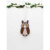 Handbemalte Waldohreule Weihnachtsschmuck Holzkugel Handbemalte Waldohreule Weihnachtsschmuck Holzkugel von BLUETOUCANUK