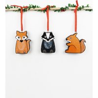 Fuchs, Bager Und Eichhörnchen Weihnachtsschmuck, Weihnachtskugel Aus Holz Im Waldthema, Tierschmuck Für Weihnachtsbaum, Geschenk Sie von BLUETOUCANUK