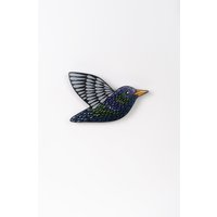 Handbemalte Starling Wandbehang Ornament Aus Holz von BLUETOUCANUK