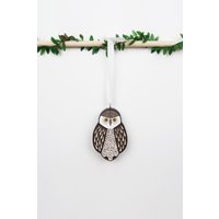 Handgemachte Holz-Weihnachtsverzierung Eule Wald-Thema-Dekor von BLUETOUCANUK