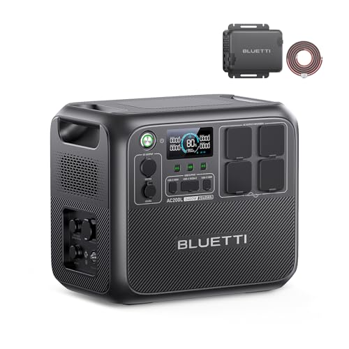 BLUETTI AC200L Powerstation mit Charger 1, 2400W LiFePO4 Backup, 560W Alternator-Ladegerät, 2048Wh Erweiterbar auf 8192Wh, 3,6 Std. volle Ladung über Auto, ideal für Reisen, Off-Grid, Stromausfälle von BLUETTI