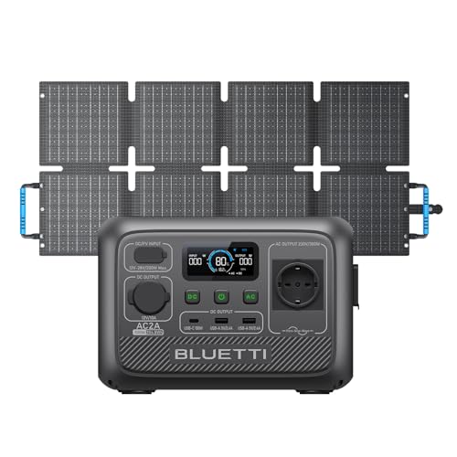 BLUETTI AC2A Tragbare Powerstation mit 60W Solarpanel, 204Wh LFP Batterie mit 2 300W (600W Power Lifting) AC Ausgängen, 0-80% in 40 Min, Solar Generator für Camping (Solarpanel wird separat versandt) von BLUETTI