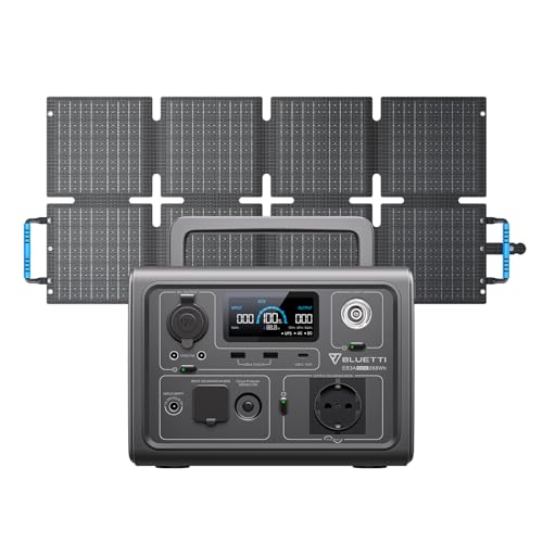 BLUETTI EB3A Tragbare Powerstation mit 60W Solarpanel, 268Wh LiFePO4-Batterie Backup mit 600W (1200W Peak) AC-Steckdose, Aufladung von 0–80% in 30 Min., Solargenerator für Outdoor-Camping von BLUETTI