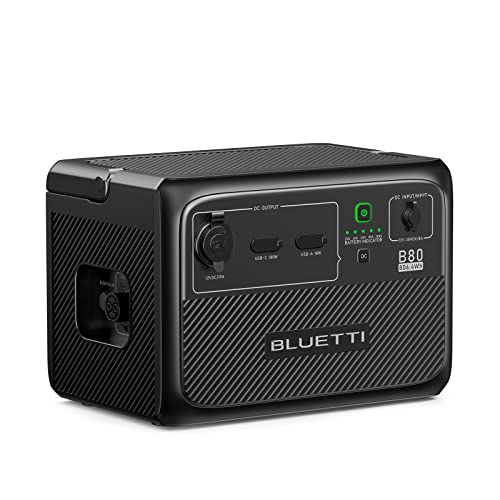 BLUETTI Erweiterungsakku B80, 806Wh LiFePO4 Batteriepack für Powerstation AC60/EB3A/EB55/EB70/AC180, Gleichstromquelle Erweiterungsbatterie mit 100W USB-C, Zusatzakku für Camping, Reise, Stromausfall von BLUETTI