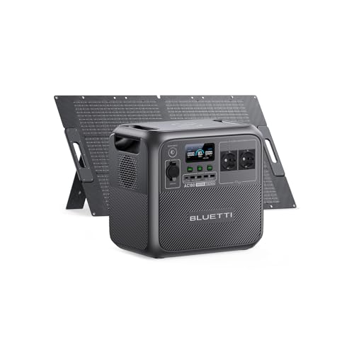 BLUETTI Solar Generator AC180 mit 100W Solarpanel, 1152Wh LiFePO4 Solargenerator mit 2 1800W (2700W Peak) AC Ausgänge, Balkonkraft Aufladezeit 45 Min. bis 80% für Camping, Reise, Stromausfall von BLUETTI