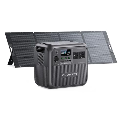 BLUETTI Solar Generator AC180 mit 350W Solarpanel, 1152Wh LiFePO4 Solargenerator mit 2 1800W (2700W Peak) AC Ausgänge, Balkonkraft Aufladezeit 45 Min. bis 80% für Camping, Reise, Stromausfall von BLUETTI