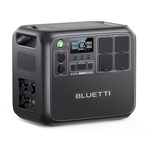 BLUETTI Solar Generator AC200L, 2048Wh LiFePO4 Akku, erweiterbar auf 8192Wh mit 4 2400W AC Ausgängen (3600W Power Lifting), Solargenerator für Camping, Hausgebrauch, Notfall von BLUETTI