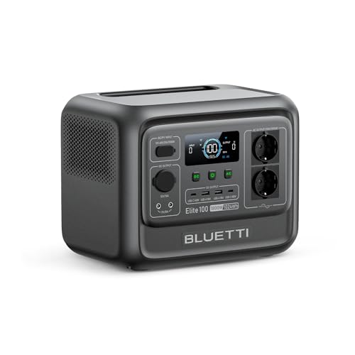 BLUETTI Elite 100 V2 (2025 Neu) Solar Generator, 1024Wh LiFePO4 Batterie Backup mit 2 1800W AC Ausgängen (3600W Surge), 35% kleiner, Tragbare Powerstation für Camping, Stromausfälle und Wohnmobil von BLUETTI