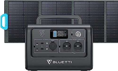 BLUETTI Solar Generator EB70 mit PV120 Solarpanel, 716Wh LiFePO4 Batterie-Backup mit 2 1000W AC Ausgängen (1400W Peak), 100W Typ-C, Tragbare Powerstation für Autoreisen, Netzunabhängig, Stromausfälle von BLUETTI