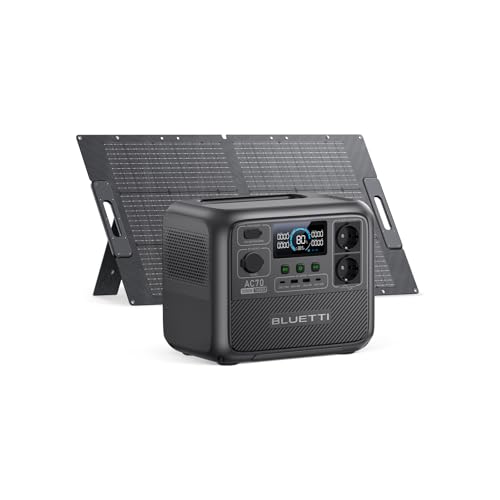 BLUETTI Tragbare Powerstation AC70 mit 100W Solarpanel, 768Wh LiFePO4 Solargenerator mit 2 1000W (Power Lifting 2000W) AC Ausgänge, 100W Typ-C, 45 Min. Schnellladung von 0-80%, für Reise, Camping von BLUETTI