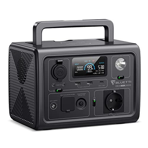 BLUETTI Tragbare Powerstation EB3A, 268Wh LiFePO4 Batterie Backup mit 600W (1200W Peak) AC Ausgängen, Solargenerator für Reise und Camping von BLUETTI