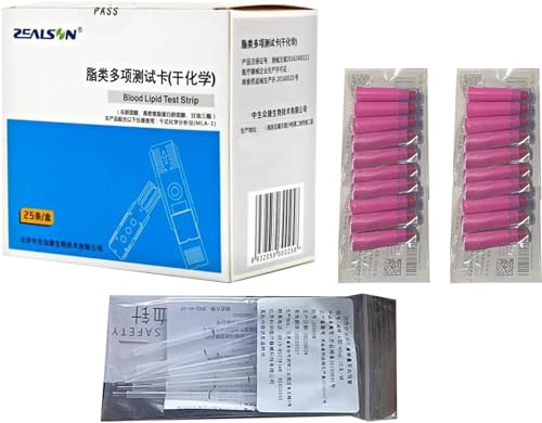 BLUEZY 25 Teststreifen Zur Messung Von Gesamtcholesterin, LDL-Cholesterin, HDL-Cholesterin, Triglyceriden (Gerät Nicht enthalten, nur Teststreifen) von BLUEZY