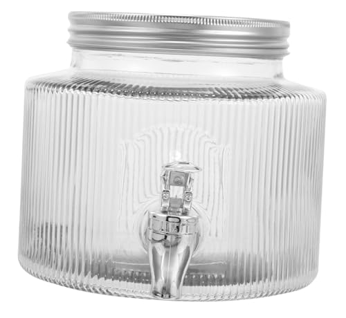 BLUEZY Glas Getränkespender Mit Zapfhahn 2.8L Kühlschrank Wasserspender Kanister Edelstahlhahn Saftspender Gastro Klar Limonadenspender Saftspender Für Cocktails, Saft, Wasser, Getränke von BLUEZY