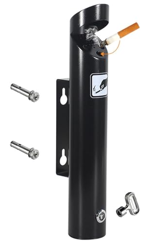BLUEZY Wandaschenbecher Für Draußen Outdoor Zigarettenrußsäule, Wand-Aschenbecher Edelstahl Outdoor Zigaretten-Aschenbecher Ash Tray Abschließbar Kommerzielle Aschenbecherbehälter B von BLUEZY