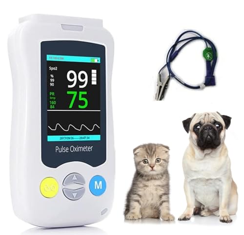 BLUEZY Veterinär Hand Pulsoximeter, Sauerstoff Messgerät Katzen/Hund Pulsfrequenzmonitor Ohr Oder Zunge Zur Verwendung In Der Familie Und Im Haustierkrankenhaus von BLUEZY