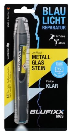 BLUFIXX MGS 5 g Kleber für Metall Glas Stein Reparatur Modellierkleber mit blauem Licht von Blufixx von BLUFIXX