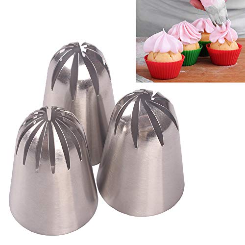 BLUGUL 3 Stück Craft Große Spritztülle, Rosen Blume Spitzen Set, DIY Edelstahl Kuchen Dekorieren, Stern Geschlossen BLUGUL 3 Stück Craft Große Spritztülle, Rosen Blume Spitzen Set, DIY Edelstahl Kuchen Dekorieren, Stern Geschlossen von BLUGUL