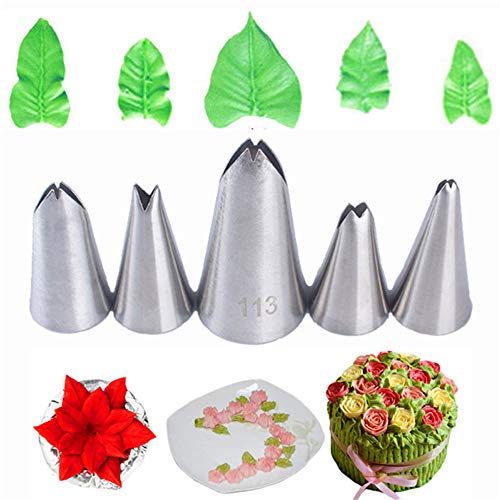 BLUGUL 5 Teiliges Blatt-Tülle, Spritztüllen Set, Kuchen Einrichtung Set, Blatt von BLUGUL