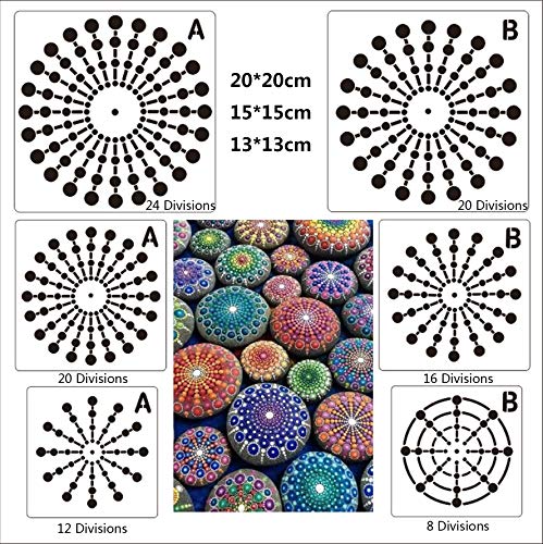 BLUGUL Mandala Schablone, Mandala Dotting Malvorlagen Schablonen, Mandala Rock Punktierung Werkzeuge, für DIY Dekor, Felsen Stein, Airbrush, Felsen und Walls Art, Netz Serie B 6 Stück BLUGUL Mandala Schablone, Mandala Dotting Malvorlagen Schablonen, Mandala Rock Punktierung Werkzeuge, für DIY Dekor, Felsen Stein, Airbrush, Felsen und Walls Art, Netz Serie B 6 Stück von BLUGUL