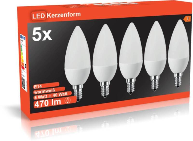 BLULAXA LED-Leuchtmittel BLULAXA 5 x LED SMD Lampe C35 E14 5W 470 lm Aktions-Set von BLULAXA