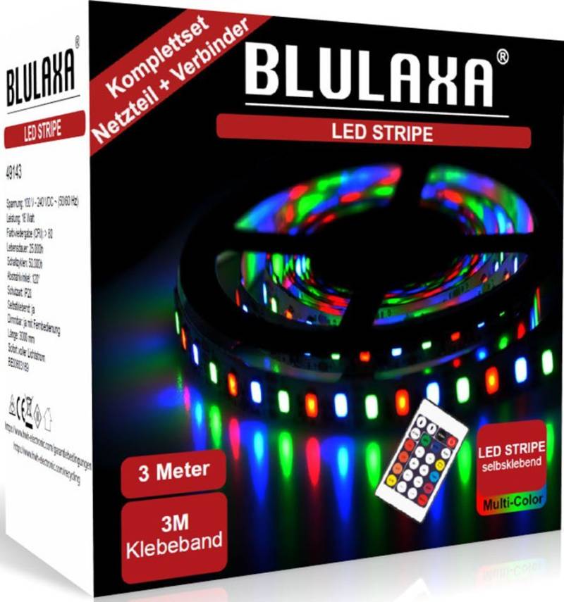 BLULAXA LED Stripe LED Stipe SET RGB mehrfarbig, Wandleuchte, Material: Stahl, Schwarz, Fassung: E27 BLULAXA LED Stripe LED Stipe SET RGB mehrfarbig, Wandleuchte, Material: Stahl, Schwarz, Fassung: E27 von BLULAXA