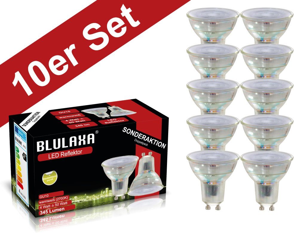 BLULAXA LED-Leuchtmittel Retro Multi, GU10, 10 St., Warmweiß, 10er-Set, Promotion-Pack Strahler von BLULAXA