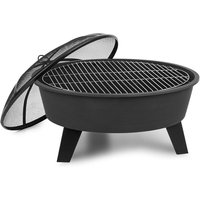 Blum - feldt Nolana 2-in-1-Feuerschale Ø73cm Funkenschutz Ø64cm Grill Stahl schwarz von BLUM