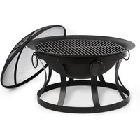 Blum - feldt Pentos 2-in-1-Feuerschale Ø73cm Funkenschutz Ø60cm Grill Gusseisen schwarz von BLUM