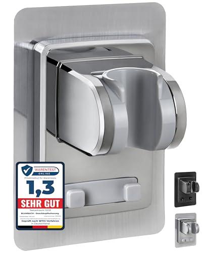 BLUMBACH® Duschkopfhalterung ohne Bohren - DAS ORIGINAL - Duschhalterung kleben statt Bohren - Neigung verstellbar, chrom - Duschkopf Halterung - Shower head holder mit extra starkem Klebepad BLUMBACH® Duschkopfhalterung ohne Bohren - DAS ORIGINAL - Duschhalterung kleben statt Bohren - Neigung verstellbar, chrom - Duschkopf Halterung - Shower head holder mit extra starkem Klebepad von BLUMBACH