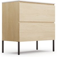 Blumfeldt - Badezimmerschrank mit Keramik-Waschbecken 80 cm - Moderner Waschbeckenunterschrank in Ulmen-Optik - Eleganter Schrank fur stilvolle von BLUMFELDT