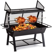 2-in-1 Rotisserie Grill, Manueller Grill mit Drehspieß, Großer Spießgrill für Hähnchen & Spanferkel, Grill mit Funkenschutz, Spieß Grill mit von BLUMFELDT
