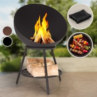 Blumfeldt Blumfeldt Feuerschale mit Grillrost, Outdoor Stahl-Feuerschale Groß für Balkon & Camping, Mobile Feuerschale 70 cm, Feuerschalen mit von BLUMFELDT