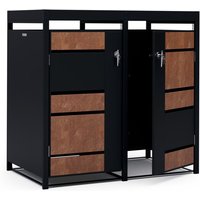 Blumfeldt - Elegante Design-Mulltonnenbox 3er, passend fur 60/120/240 l Mulltonnen, mit Öffnung oben & vorne, Sicherheits-Schloss, Schlussel von BLUMFELDT