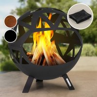 Feuerschale mit Grillrost, Outdoor Stahl-Feuerschale Groß für Balkon & Camping, Mobile Feuerschale 65 cm, Feuerschalen mit Standfuß, Wetterfeste von BLUMFELDT