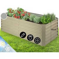 Blumfeldt High Grow Straight Hochbeet 180x60x90cm 970l Stahl verzinkt Beige von BLUMFELDT