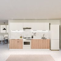 Blumfeldt Küchenschrank Mit Arbeitsplatte - Moderner Spülenunterschrank, 30 mm MDF, Soft-Close, Verstellbare ABS-Füße, Melaminbeschichtet, Weiß-Eiche von BLUMFELDT