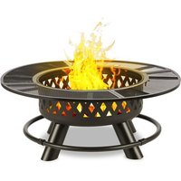 Rosario 3-in-1-Feuerschale Ø120cm 70cm Grill Tischplatte Stahl - Schwarz - Blumfeldt von BLUMFELDT