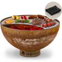Savage Feuerschale mit Grill, ø Feuerschale: 60,5 cm, Wasser- und frostfest, Brennstoff: Feuerholz oder Holzkohle, Material: Stahl, inkl. von BLUMFELDT