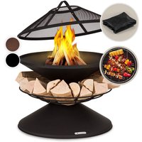 Feuerschale, Wetterfeste Feuerschale mit Grillrost & Funkenschutz, Stahl-Feuerschalen Klein, Feuerstelle mit Grill für Terrasse & Garten, Feuerstelle von BLUMFELDT