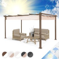 Blumfeldt - Pantheon Rust Pergola Aluminiumkantrohr 3x4m 6 Eckpfosten wasserabweisend - Erdbraun / Sand von BLUMFELDT