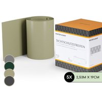 Blumfeldt - Sichtschutzstreifen Zaunblenden PVC-Hartplastik 2,53 x 0,19 m - Moosgrün von BLUMFELDT