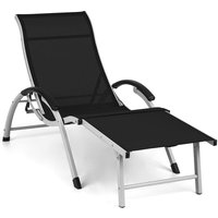 Blumfeldt - Sunnyvale Liegestuhl mit Fußteil Aluminium 4-Stufen - Schwarz von BLUMFELDT