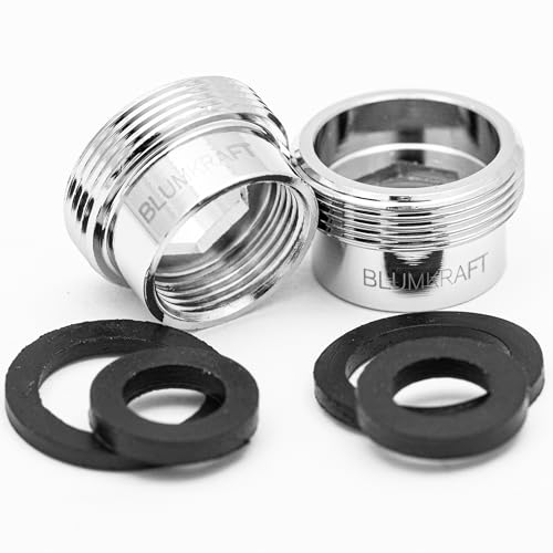 BLUMKRAFT 2 Stück Wasserhahnadapter F16 – M22 Metall massiv versilbertes Messing 16 mm weiblich 22 mm männlich (F16-M22 / M22-F16) von BLUMKRAFT