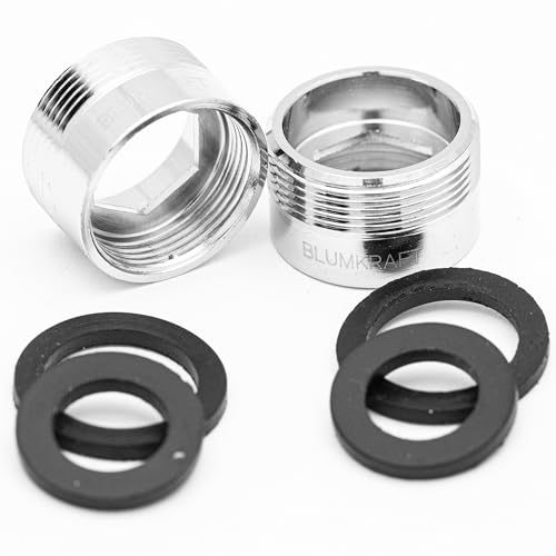 BLUMKRAFT 2 Stück Wasserhahnadapter F19 – M22 Metall massiv versilbertes Messing 19 mm weiblich 22 mm männlich (F19-M22 / M22-F19) von BLUMKRAFT