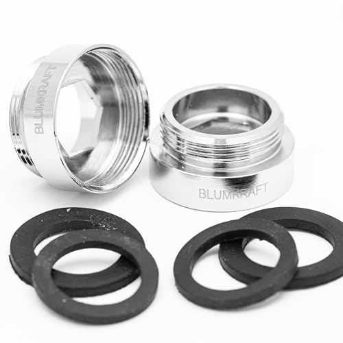 BLUMKRAFT Wasserhahnadapter F24 – M22 aus massivem Metall, versilbertes Messing, 24 mm, weiblich, 22 mm männlich (F24-M22 / M22-F24), 2 Stück von BLUMKRAFT
