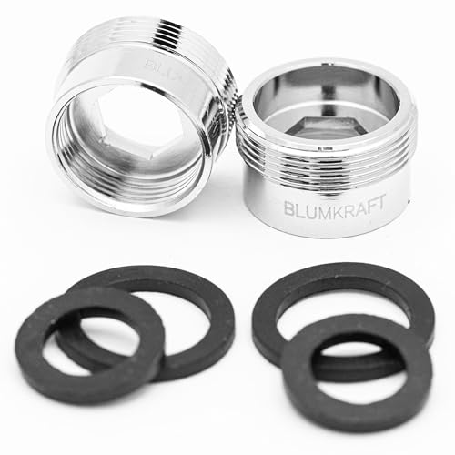 BLUMKRAFT 2 Stück Wasserhahnadapter F18 – M22 Metall massiv versilbertes Messing 18 mm weiblich 22 mm männlich (F18-M22 / M22-F18) von BLUMKRAFT
