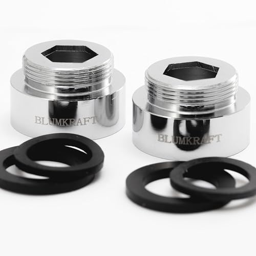 BLUMKRAFT 2 Stück Wasserhahnadapter F26 – M22 massives Metall versilbert 26 mm weiblich 22 mm männlich (F26-M22 / M22-F26) von BLUMKRAFT