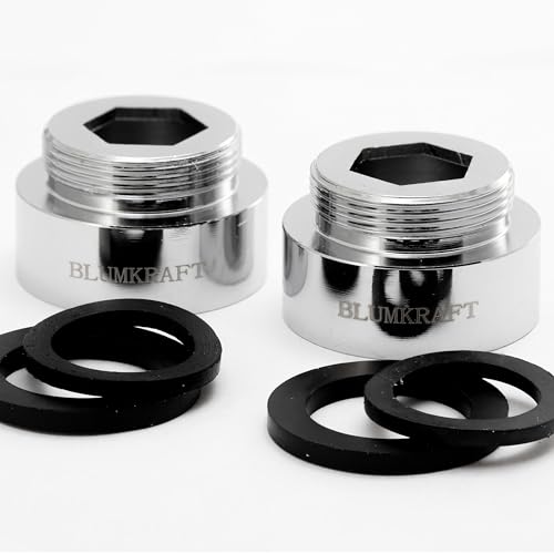 BLUMKRAFT 2 Stück Wasserhahnadapter F28 – M22 Metall massiv versilbertes Messing 28 mm weiblich 22 mm männlich (F28-M22 / M22-F28) von BLUMKRAFT